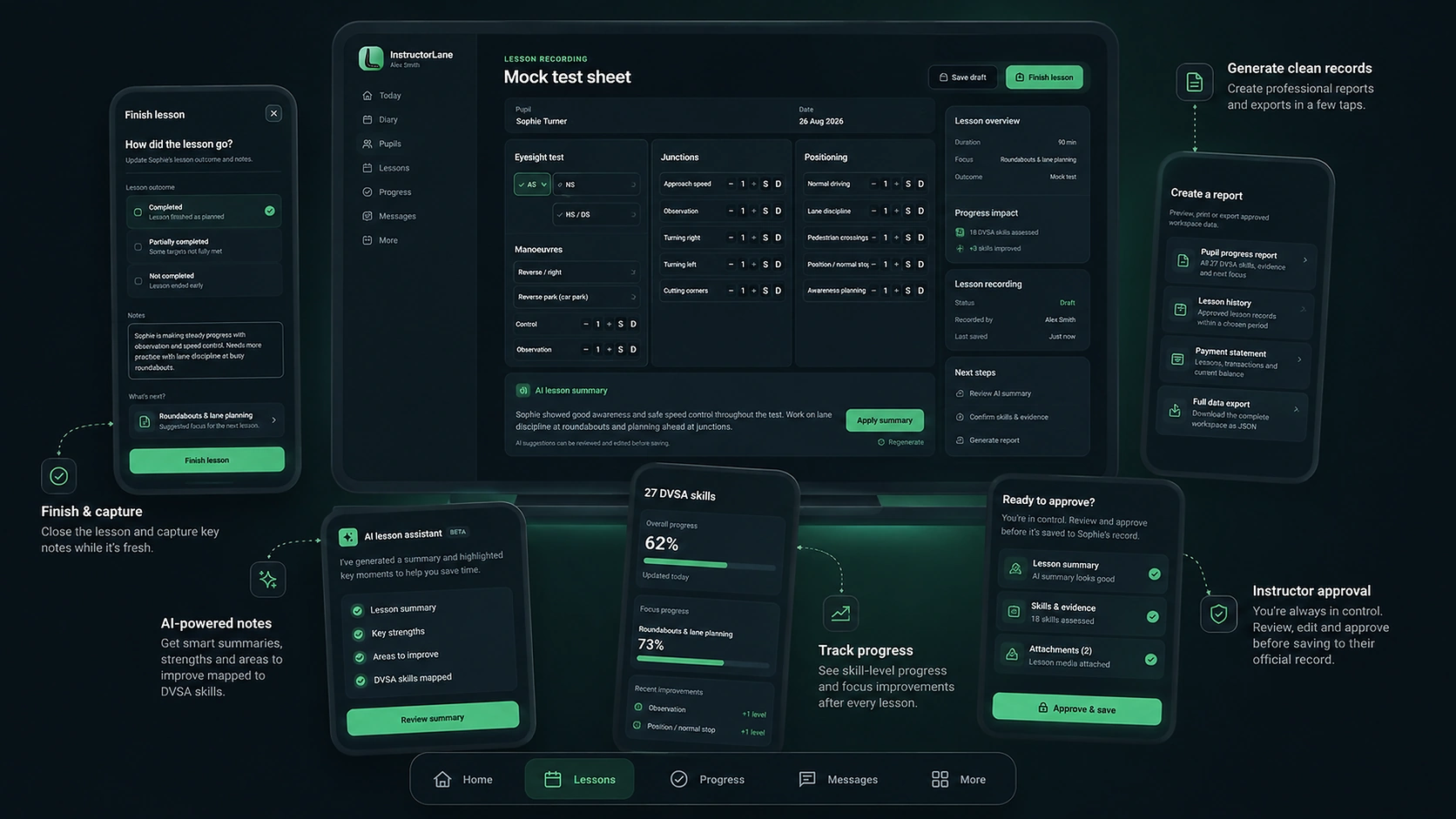InstructorLane AI lesson workflow